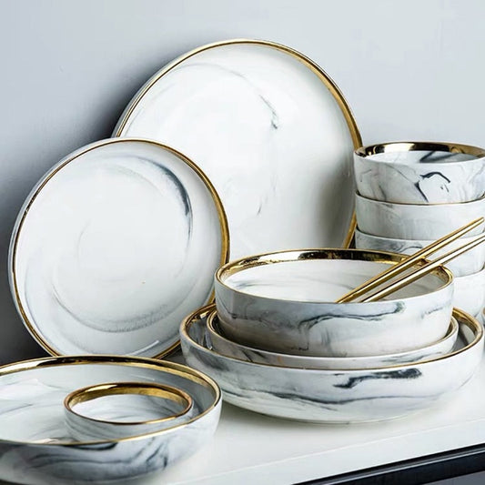 Ceramic Marble Dinner Plates